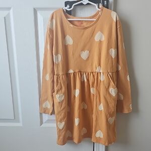 Cat & Jack Orange Dress with Cream Hearts